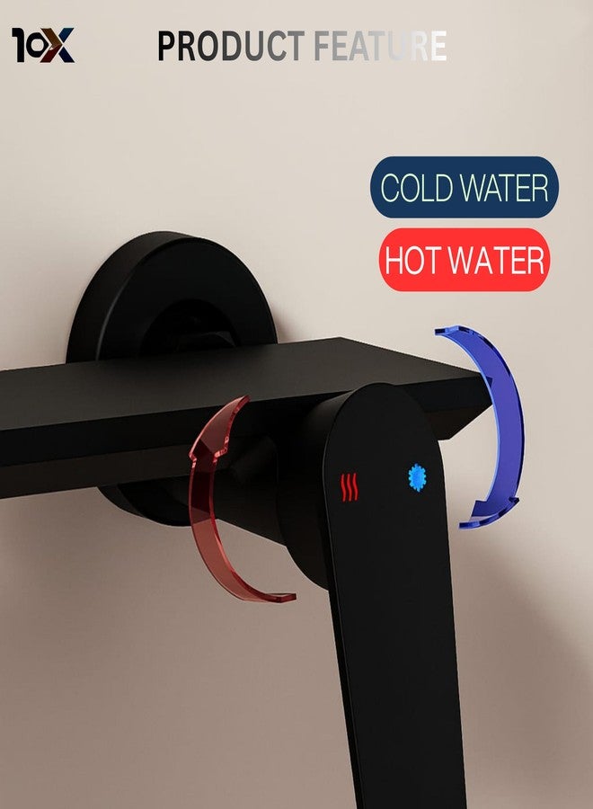 10X All Black Wall Mixer 2 in 1 for Bathroom ZH-14009 | Hot & Cold | Piano Key Controls | Dual Flow (Waterfall & Normal) | Modern Flat Design - Image 5